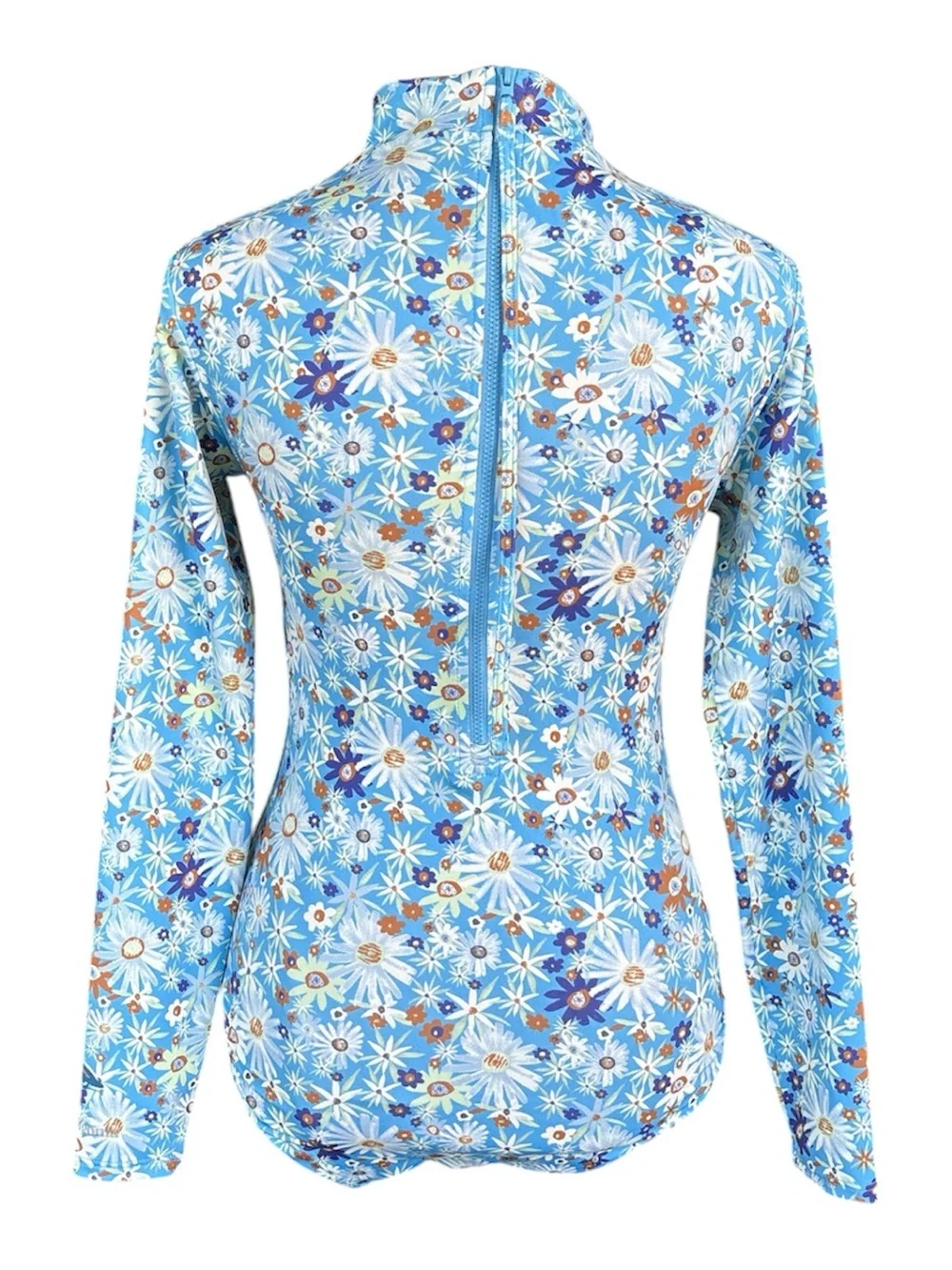 Patagonia Long-Sleeved Swell Seeker One-Piece Swimsuit Style #77315 Blue/White S